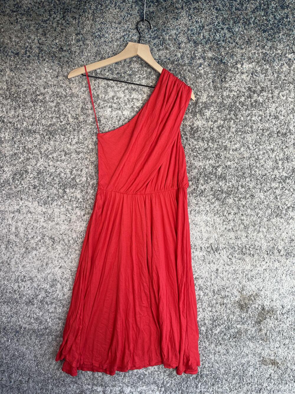 Alice + Olivia Dress Womens Small Red One Shoulder Draped Rayon Lined Cocktail - Picture 4 of 5